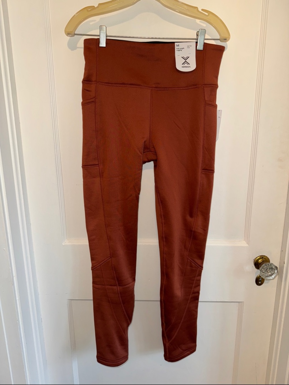 NWT Fleece-lined leggings 27" inseam high rise terracotta brown